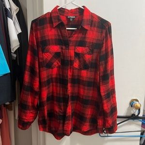 Express Oversized Plaid cotton long sleeve flannel